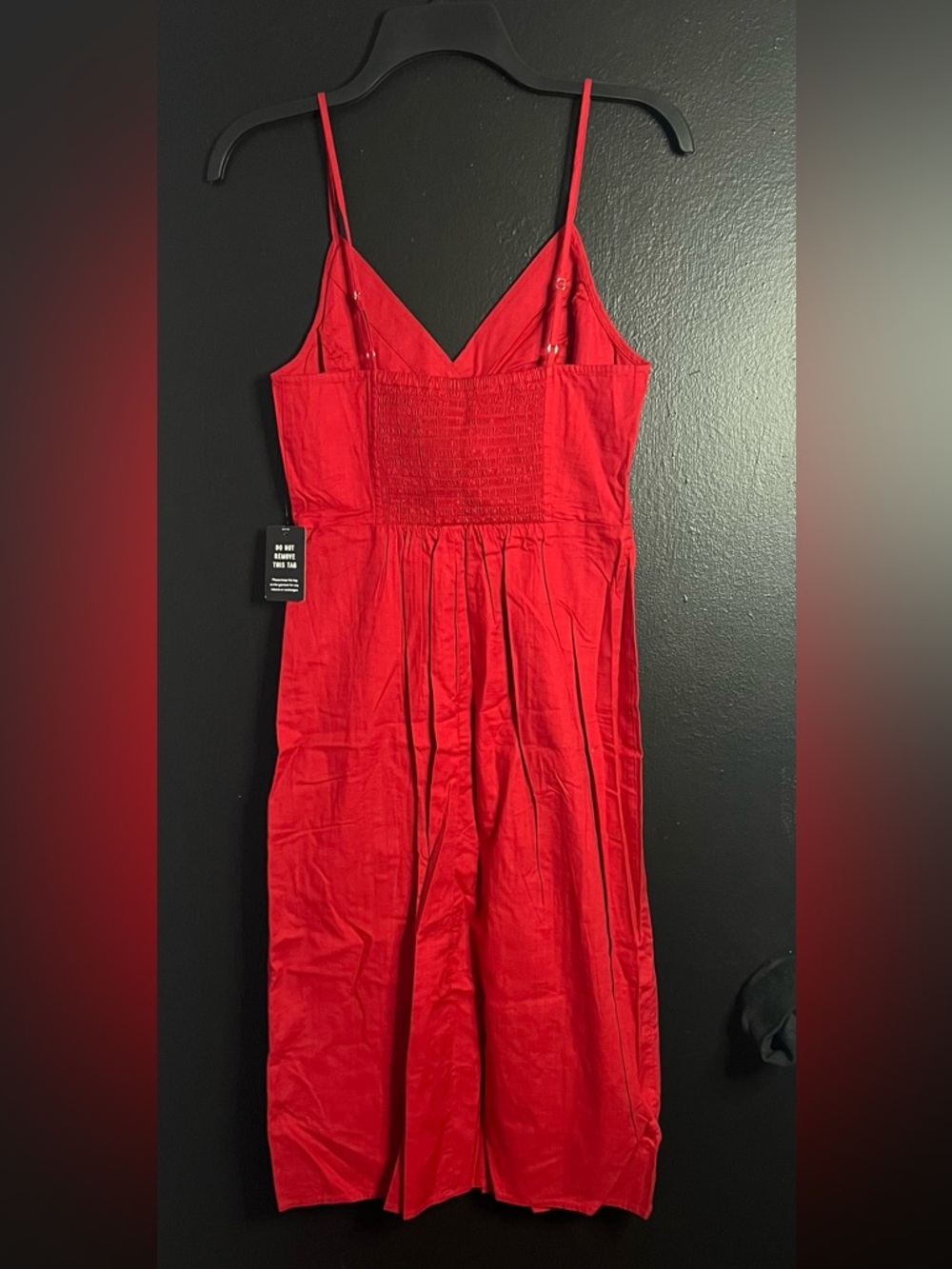 EXPRESS 🔥 Tomato Red Midi Dress with Slant Button Detail - Picture 2 of 4